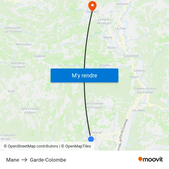 Mane to Garde-Colombe map