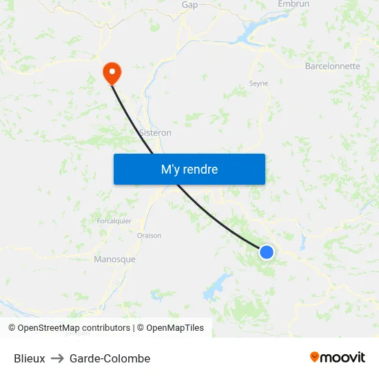 Blieux to Garde-Colombe map
