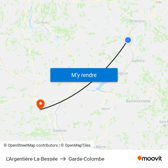 L'Argentière-La-Bessée to Garde-Colombe map