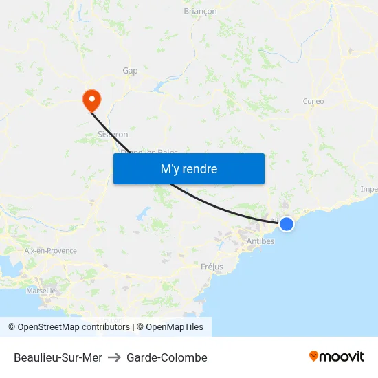 Beaulieu-Sur-Mer to Garde-Colombe map