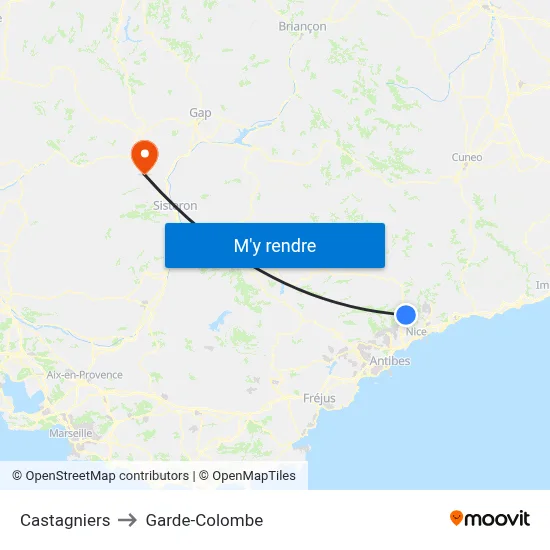 Castagniers to Garde-Colombe map