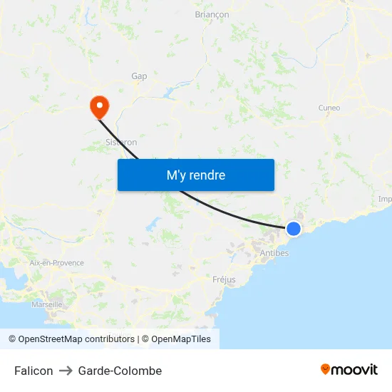 Falicon to Garde-Colombe map