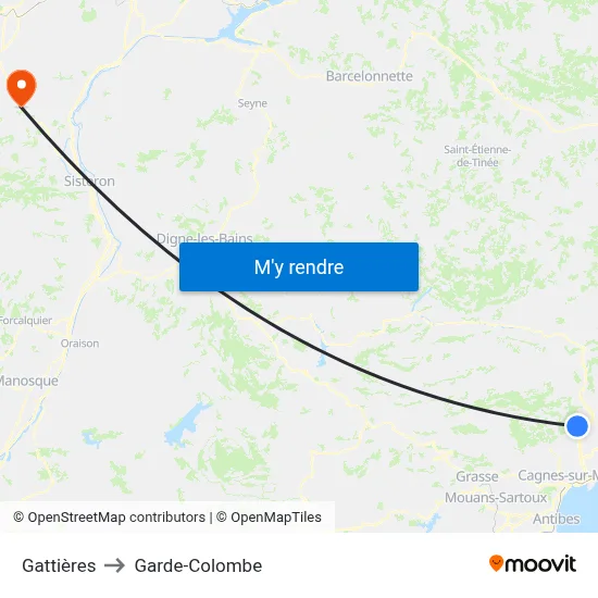 Gattières to Garde-Colombe map