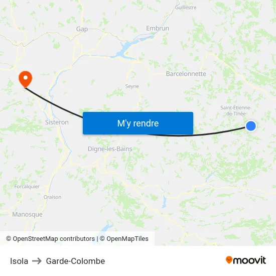 Isola to Garde-Colombe map