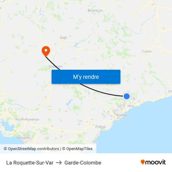 La Roquette-Sur-Var to Garde-Colombe map