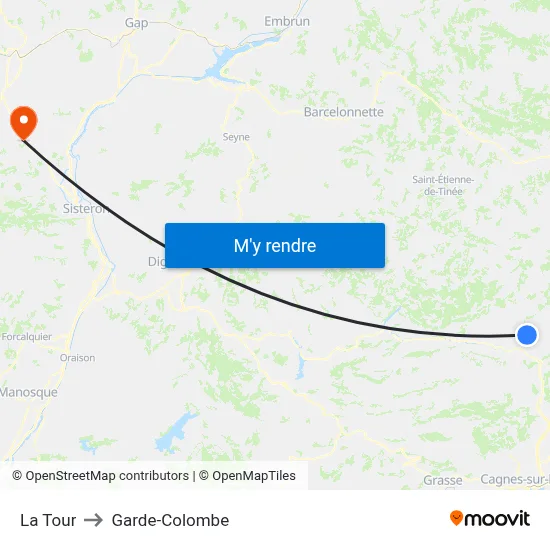 La Tour to Garde-Colombe map