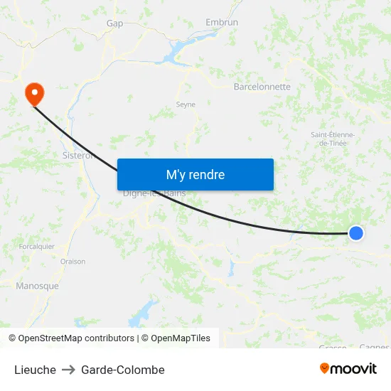 Lieuche to Garde-Colombe map