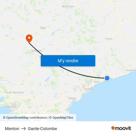 Menton to Garde-Colombe map