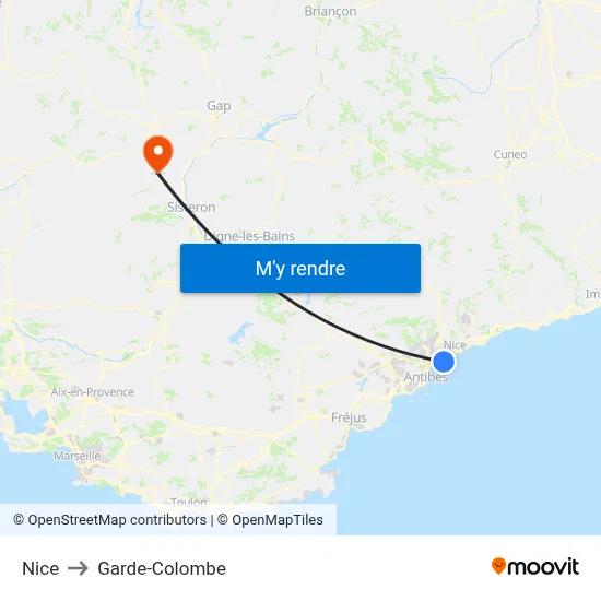 Nice to Garde-Colombe map