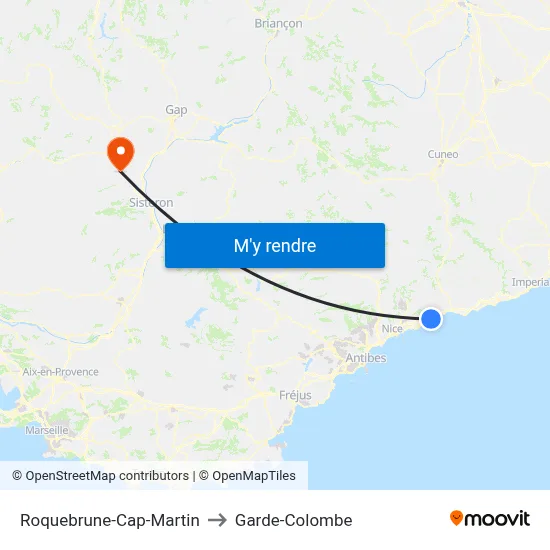 Roquebrune-Cap-Martin to Garde-Colombe map