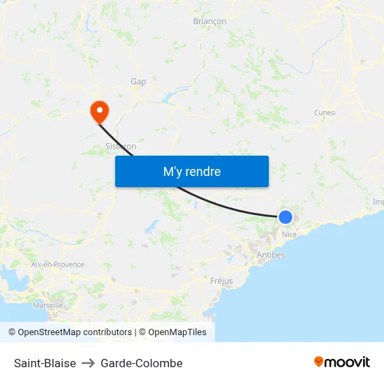 Saint-Blaise to Garde-Colombe map