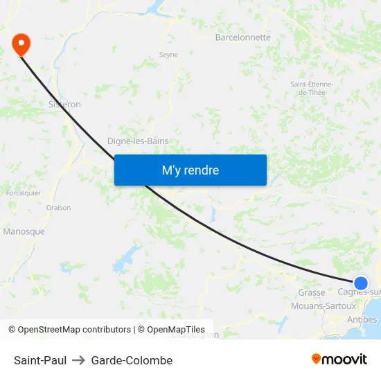 Saint-Paul to Garde-Colombe map