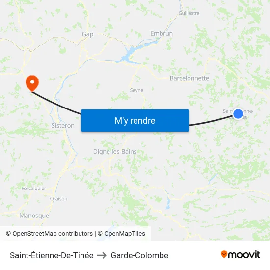 Saint-Étienne-De-Tinée to Garde-Colombe map