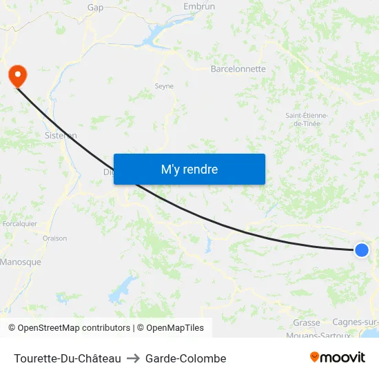 Tourette-Du-Château to Garde-Colombe map