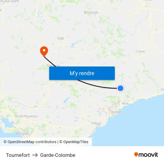 Tournefort to Garde-Colombe map