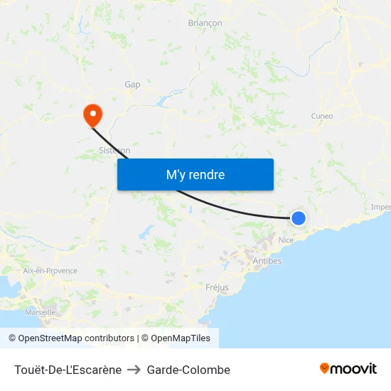 Touët-De-L'Escarène to Garde-Colombe map
