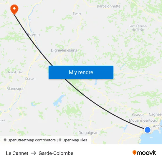 Le Cannet to Garde-Colombe map