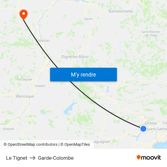 Le Tignet to Garde-Colombe map