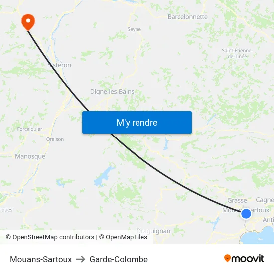 Mouans-Sartoux to Garde-Colombe map