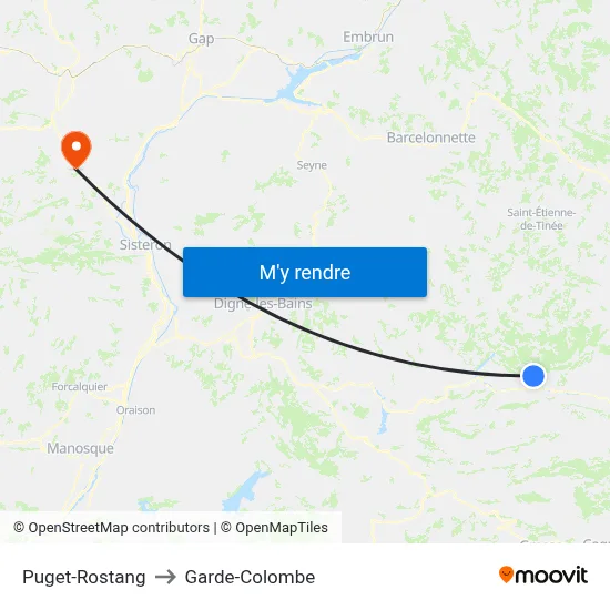 Puget-Rostang to Garde-Colombe map