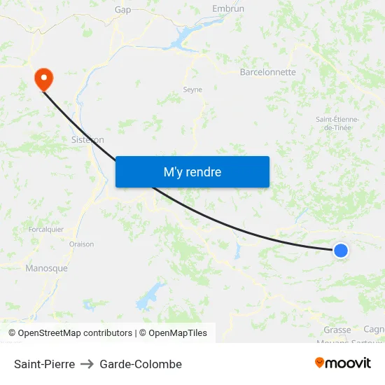 Saint-Pierre to Garde-Colombe map