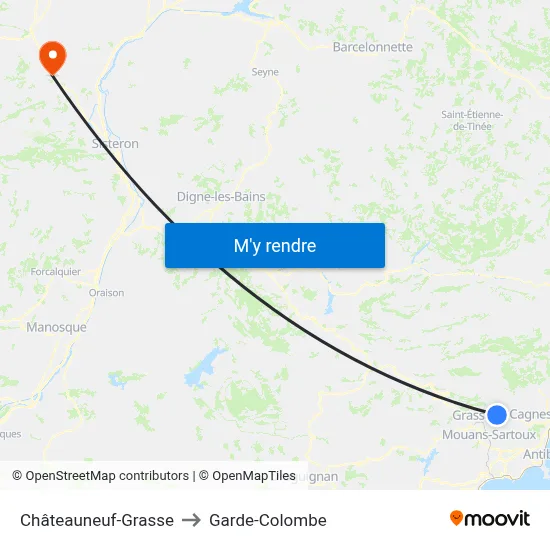 Châteauneuf-Grasse to Garde-Colombe map