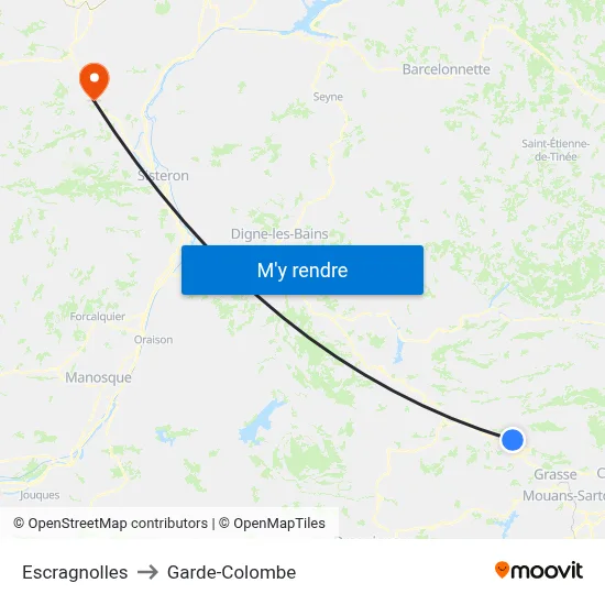 Escragnolles to Garde-Colombe map