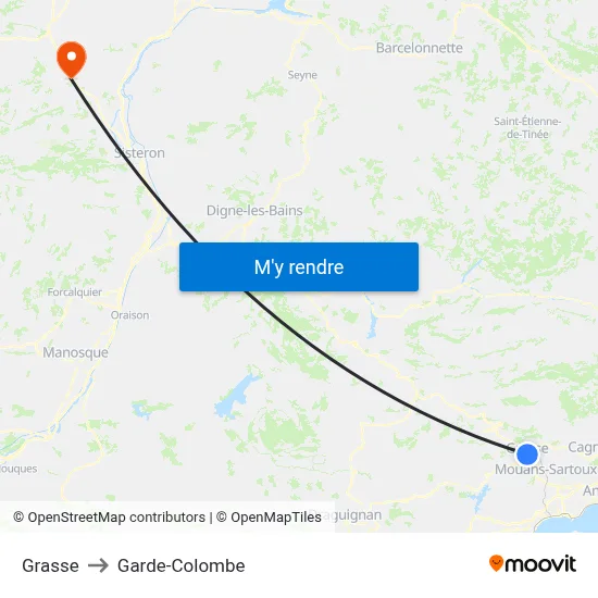 Grasse to Garde-Colombe map