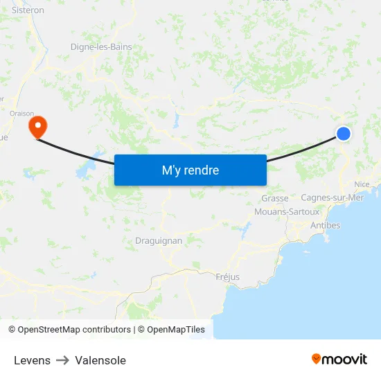 Levens to Valensole map