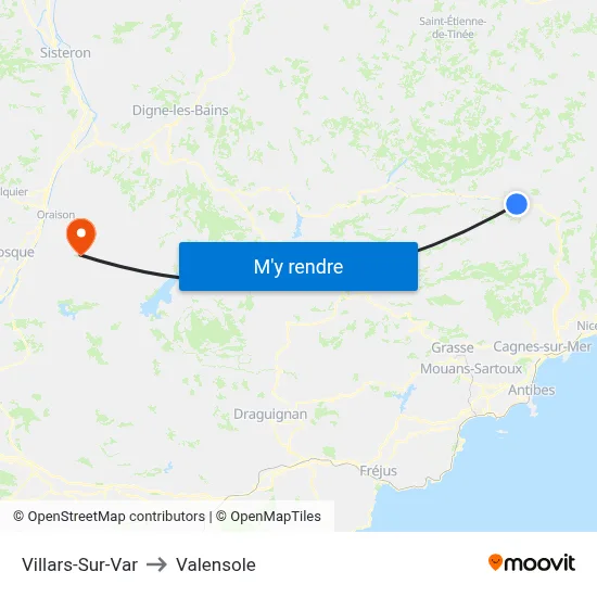 Villars-Sur-Var to Valensole map
