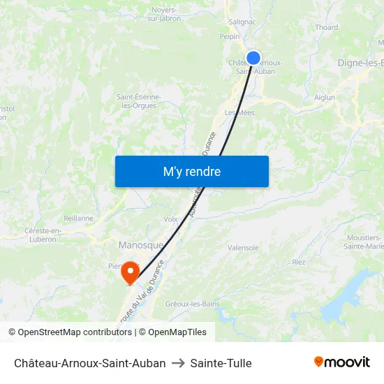Château-Arnoux-Saint-Auban to Sainte-Tulle map