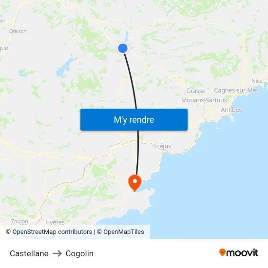 Castellane to Cogolin map