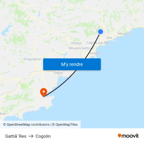Gattiã¨Res to Cogolin map
