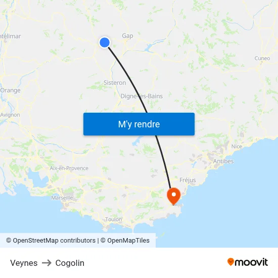 Veynes to Cogolin map