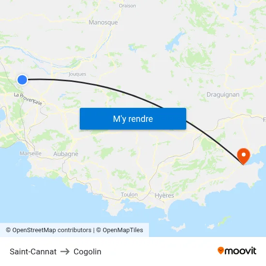 Saint-Cannat to Cogolin map