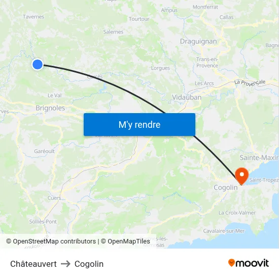 Châteauvert to Cogolin map