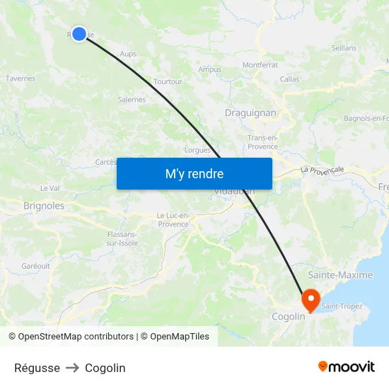 Régusse to Cogolin map
