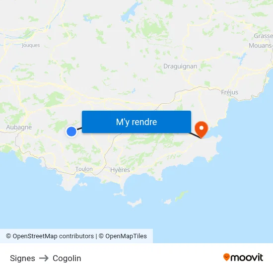 Signes to Cogolin map