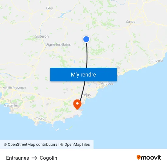 Entraunes to Cogolin map
