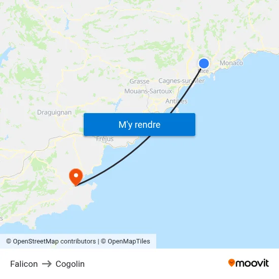 Falicon to Cogolin map