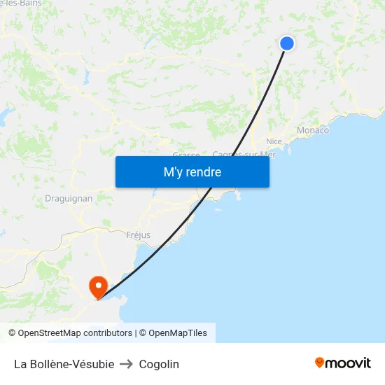 La Bollène-Vésubie to Cogolin map