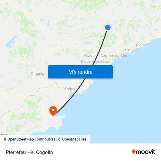 Pierrefeu to Cogolin map
