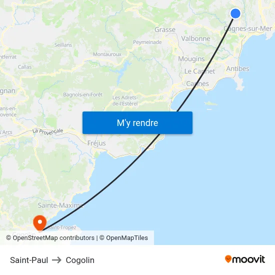 Saint-Paul to Cogolin map