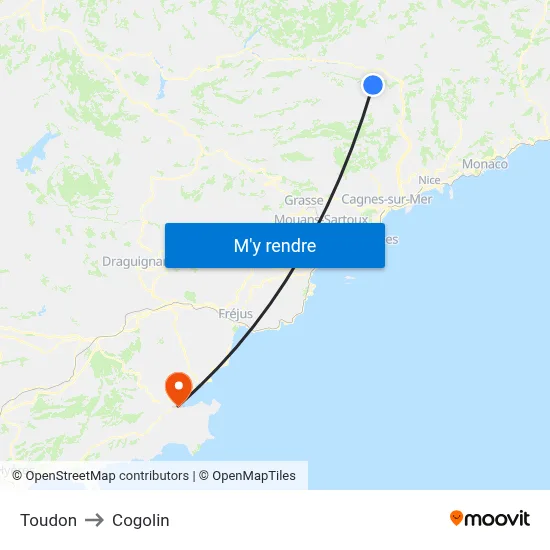 Toudon to Cogolin map