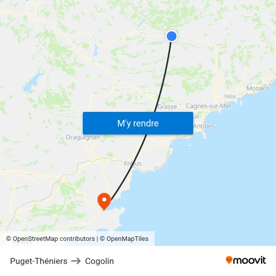 Puget-Théniers to Cogolin map