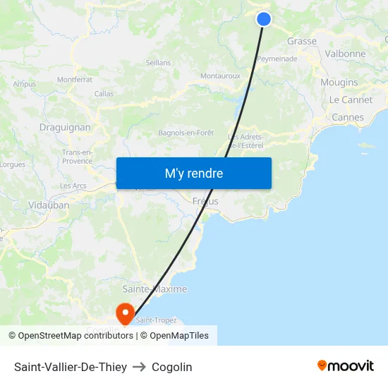 Saint-Vallier-De-Thiey to Cogolin map