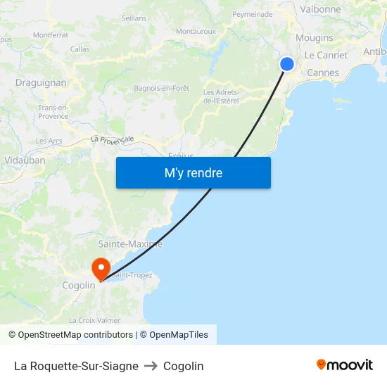 La Roquette-Sur-Siagne to Cogolin map
