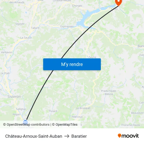 Château-Arnoux-Saint-Auban to Baratier map