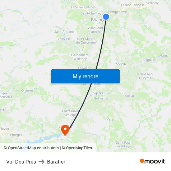 Val-Des-Prés to Baratier map