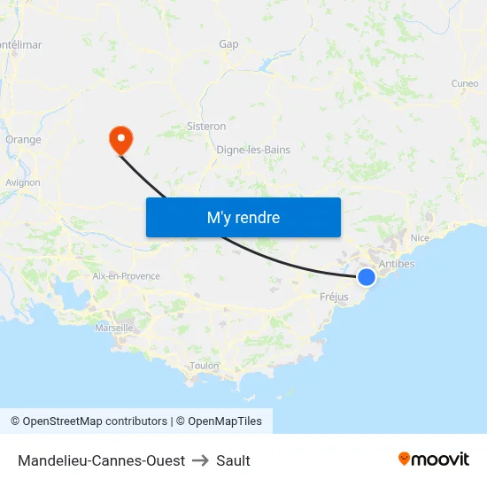 Mandelieu-Cannes-Ouest to Sault map